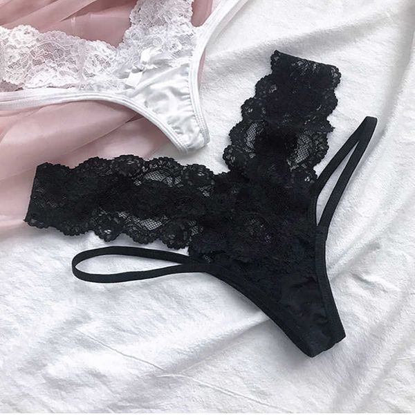 

g strings underwear lace wrapped low waist briefs t-pants underpants, Black;white