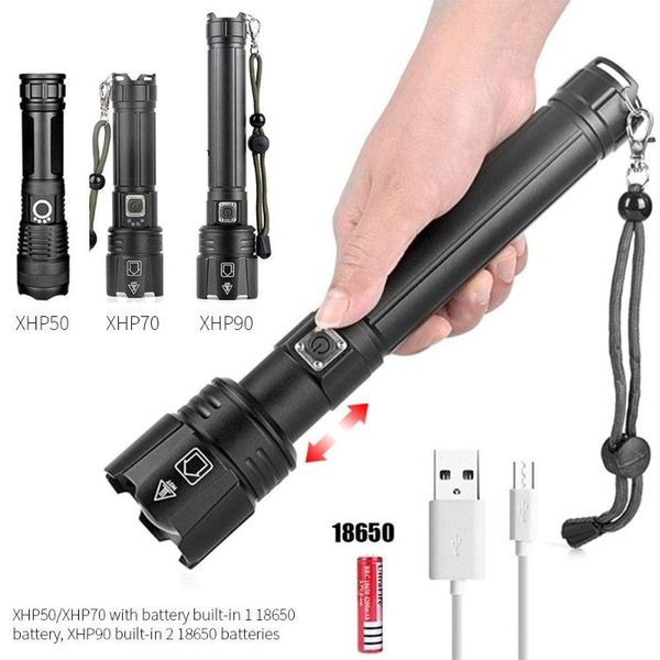 

flashlights torches superbright torch led hunting lamp hiking usb rechargeable durable zoom waterproof climbing 18650