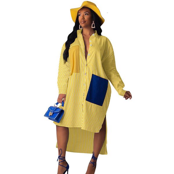 

striped long sleeve women turn-down collar button up loose blouse casual streetwear oversized shirt dress 200928, Black;gray