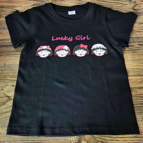 

cartoon lucky girl print womens t shirt clothes for girls 12 13 14 kawaii nia cotton short sleeve white, Blue