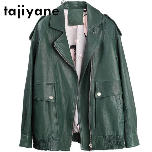 

women's leather & faux tajiyane jacket made of genuine woman real sheepskin coat oversize plus size 5xl femme veste tn2093, Black