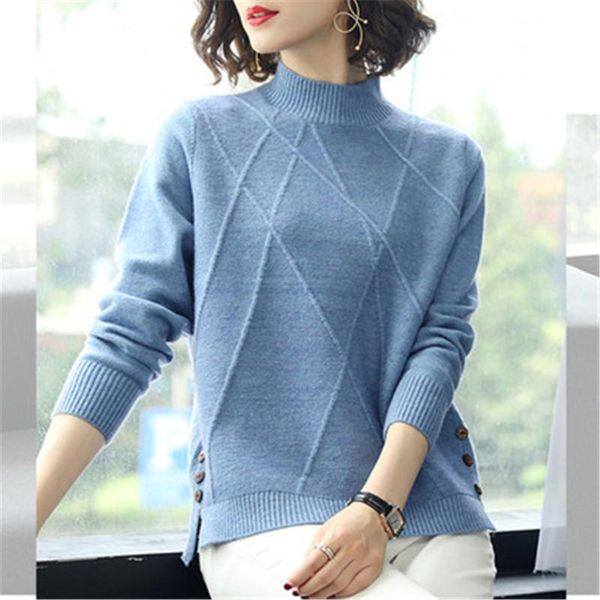 

women's sweaters half high collar thicken sweater ladies autumn winter long sleeve short loose pullover korean bottom knitted jumper, White;black