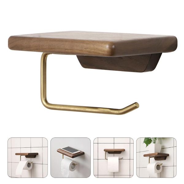 

toilet paper holders 1pc punch holder wood brass bathroom kitchen tissue rack