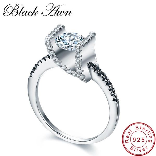 

cluster rings [black awn] wedding for women 925 sterling silver fine jewelry trendy engagement bague size 6 7 8 c014, Golden;silver