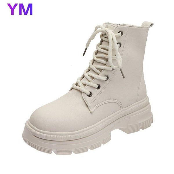 

boots 2021 autumn winter motorcycle handsome wild female england thick high heels women's zip cross-tied 35-40, Black