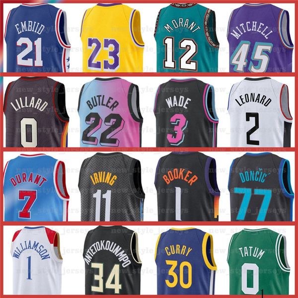 

kevin kyrie harden durant irving iverson basketball jerseys booker dwyane ja luka morant doncic wade kawhi paul leonard george luka joel don, Black;red