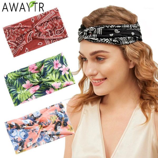 

bohemia prints cotton headband bowknot women flower hairband elastic turban cross knot hair band twist girls accessories1