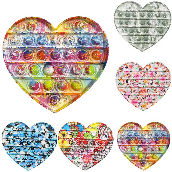 

new push pop pop bubble sensory fidget toys silicone stress reliever toy squeeze toy pops fidget toy heart shape bubble