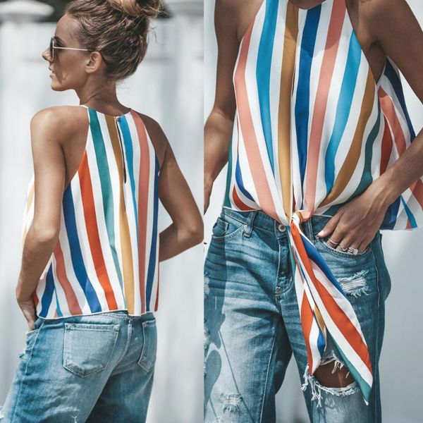 

women's blouses & shirts women summer blouse cross border colorful striped printed slash neck horn sleeve female chiffon shirt top, White