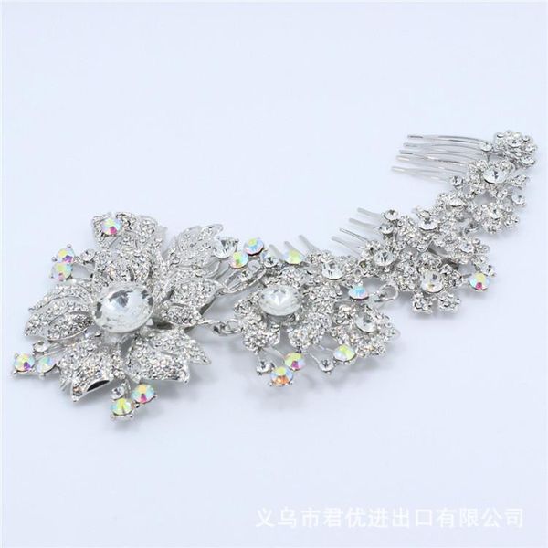 

hair clips & barrettes fashion combs austrian crystal tiara bride rhinestone wedding accessories flower craft siver plated pin, Golden;silver
