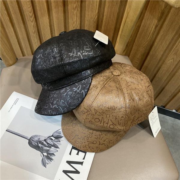 

stingy brim hats 202110-zhongyi autumn laser alphabet custom fabric lady octagonal hat men women visors cap, Blue;gray
