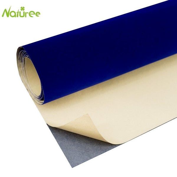 

window stickers 45cm width blue color self adhesive velvet flocking liner jewelry contact paper diy sticky roll