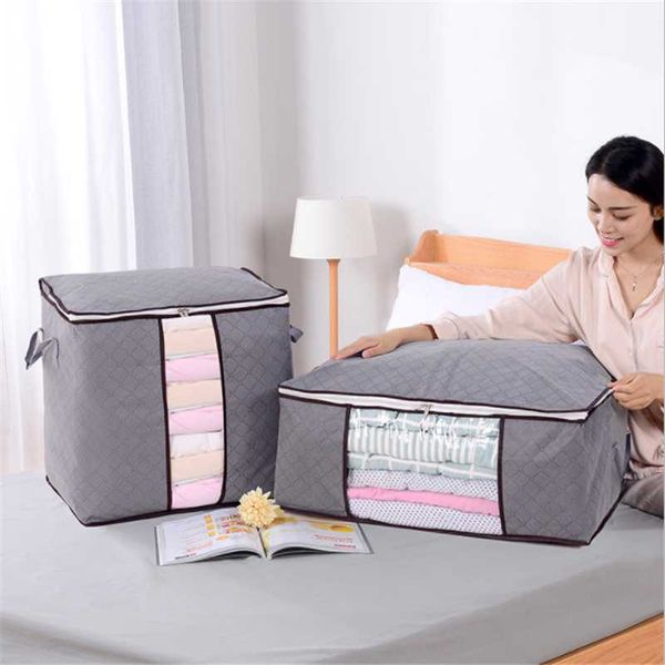 

quilt storage bag sweater clothes collecting case non woven fabric zipper drawer organizers waterproof folding box clothing & wardrobe