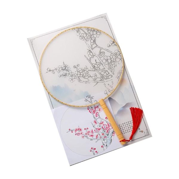 

other home decor diy hand-painted hand fan lotus pattern painting blank court round handheld n2uc
