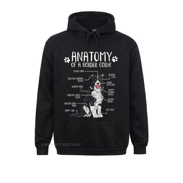 

men's hoodies & sweatshirts womens funny anatomy border collie dog lover o-neck hoodie slim fit europe wholesale clothes, Black