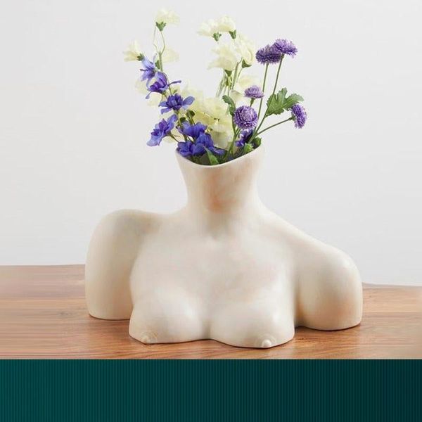 

vases nordic arts girl bust vase home decoration mannequin abstract human body resin dried flower pot room decorative ornaments