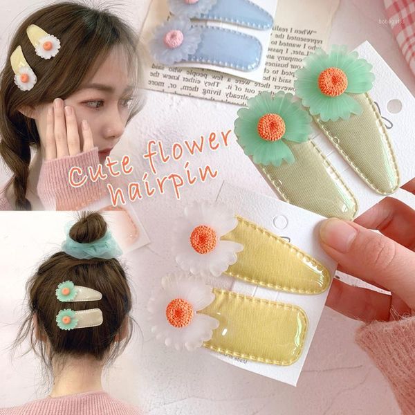 

korean style cute hair clips bangs clip small flower student accessories 2pcs eig881
