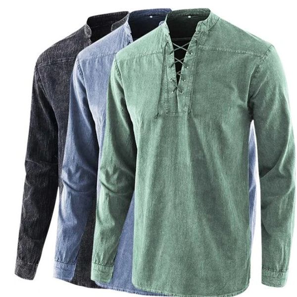 

men's fashion shirts solid lace up stand collar casual, White;black