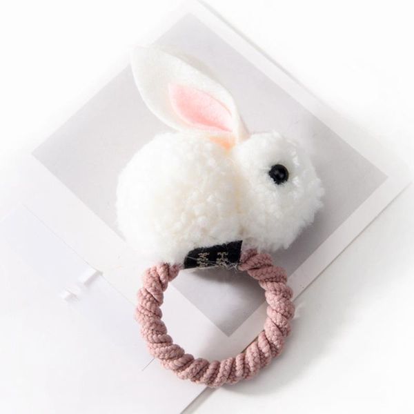 

hair accessories children cute animal felt easter party bobbles kids plush fashion girls ties ponytail holder band, Slivery;white
