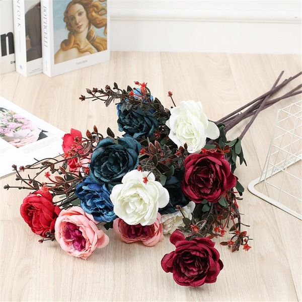 

decorative flowers & wreaths 78cm rose pink silk peony simulation bouquet diy home living room garden wedding decoration fake for vase