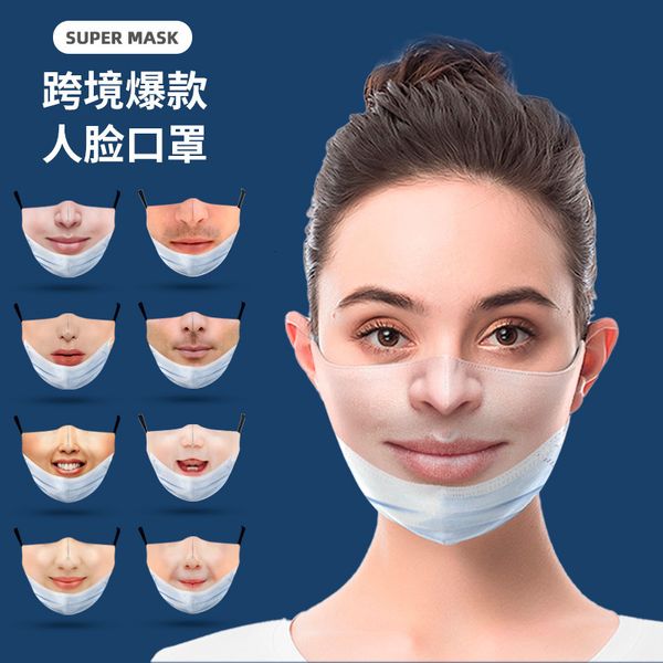 

spoof tiktok funny face simulation printing protective mask
