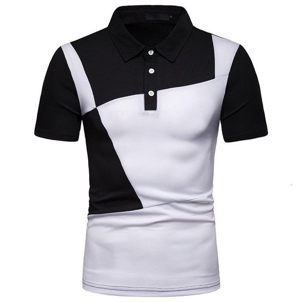 

men's casual shirts shirt summer fashion european size short-sleeved t-shir lapel color matching men p035 rpna, White;black