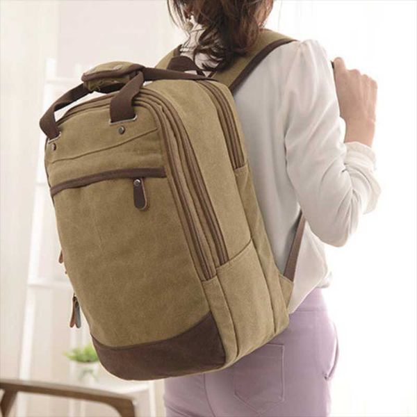 

backpack retro man computer student leisure shoulder bags school bag solid soft handle casual canvas laptop
