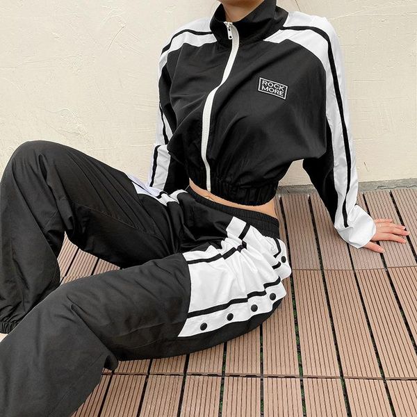

women's pants & capris mazefeng harem sport pantalon casual femme autumn winter 2021 patchwork trousers cargo harajuku pantalones mujer, Black;white