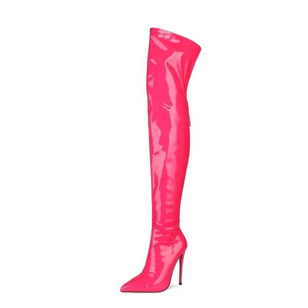 

boots 2021 women's autumn and winter european american fashion stiletto knee color matching short plush warm pointy boots., Black