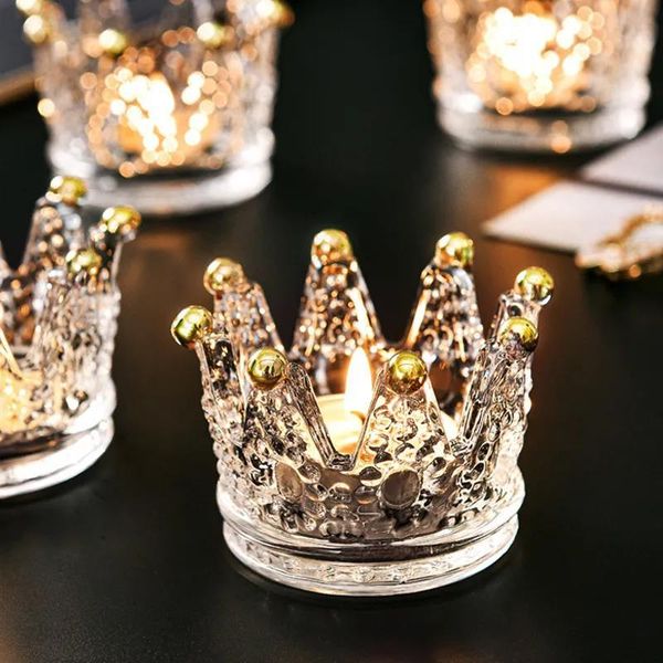 

candle holders crown candlestick candlelight dinner glass simple bar party living room nordic home decoration art ornament gift