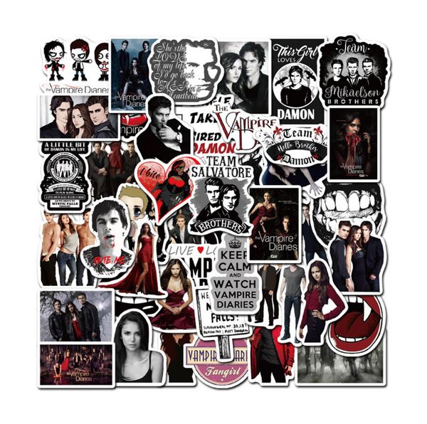 

50 pcs the vampire diaries graffiti waterproof skateboard travel suitcase phone lapluggage stickers cute kids girl toys