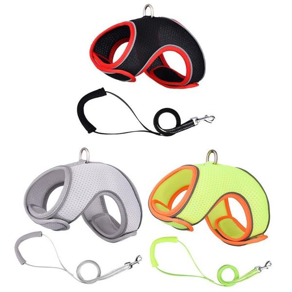 

cat collars & leads adjustable reflective dog harness with leash collar summer vest walking soft breathable pet accessories