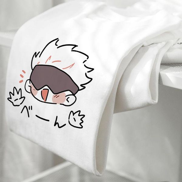 

men's t-shirts jujutsu kaisen anime gojo satoru print t-shirt women casual brand 2021 summer short sleeve loose soft womens tshirt drop, White;black
