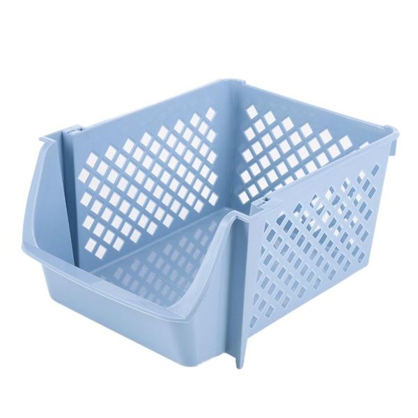 

storage baskets stackable kitchen vegetable and fruit basket organizer for food toys toiletries plastic bins blue
