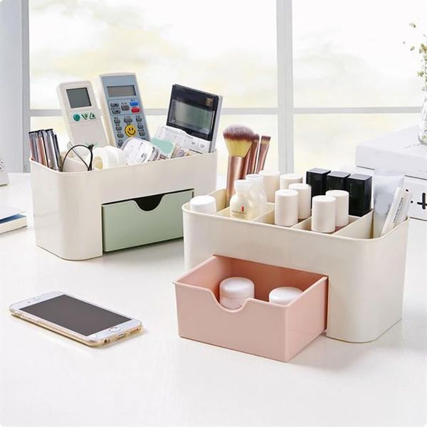 

makeup-organizer plastic cosmetics box large makeup holder nail-polish organizer swabs-holder bathroom storage boxes & bins