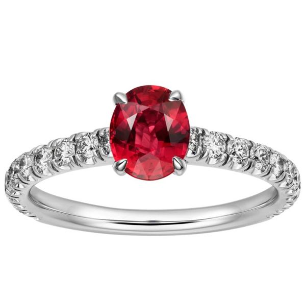 

au750 white gold ring women wedding anniversary engagement party oval garnet moissanite diamond elegant romantic trendy cluster rings, Golden;silver