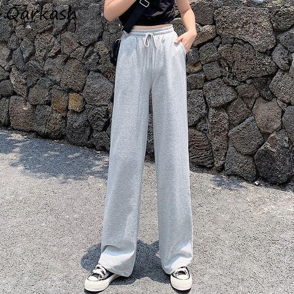 

women's pants & capris women full length simple pure color elastic waist basic all-match student summer daily femme ulzzang, Black;white
