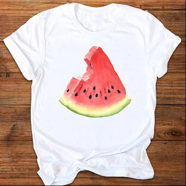 

graphic watermelon fruit sweet women t shirt cute 90s printing print clothes tees female womens, White