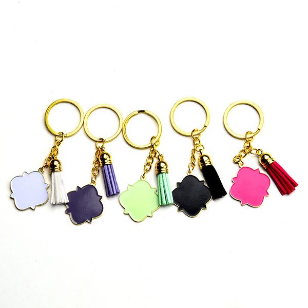 

5cm four leaf clover keyring favor suede tassel keychain zinc alloy quatrefoil shape jewelry charm