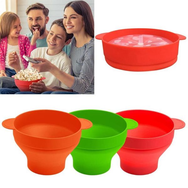 

bowls silicone microwave popcorn bowl folding maker bucket with handle drop