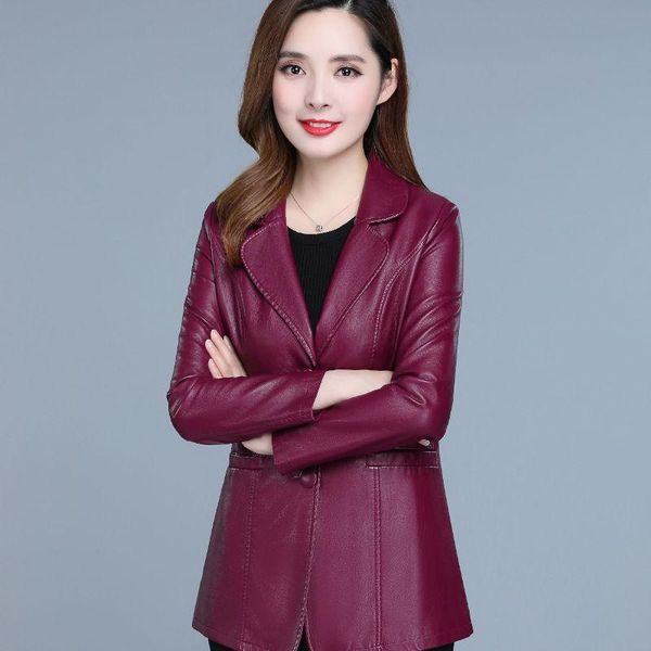 

women's leather & faux 6xl 7xl plus size spring autumn jacket women chaqueta mujer slim pu coat red black biker c6091