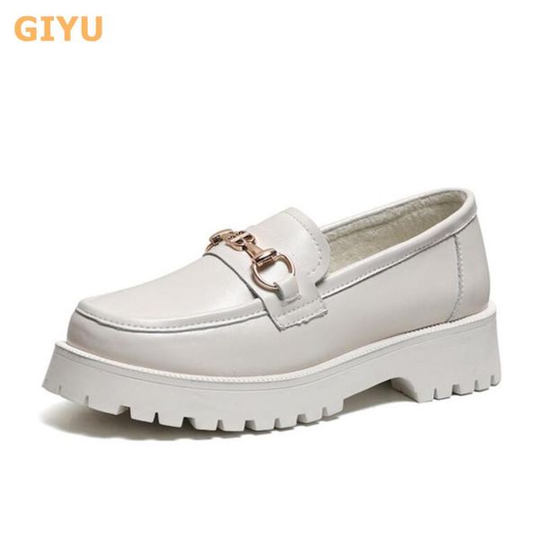 

dress shoes genuine leather british style chunky women's 2021 spring wild girl student thick bottom wedges single high heels, Black