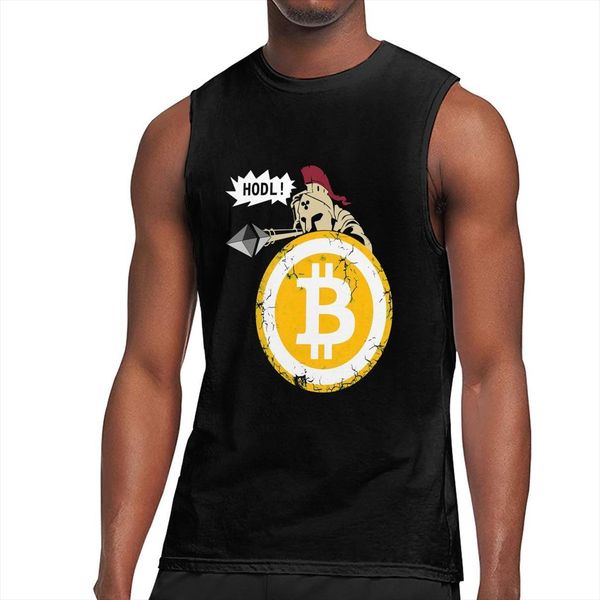 

bitcoin cryptocurrency hodl your cryptos tank cotton mens singlets slim fit undershirt bodybuilding gym sporting vests, White;black