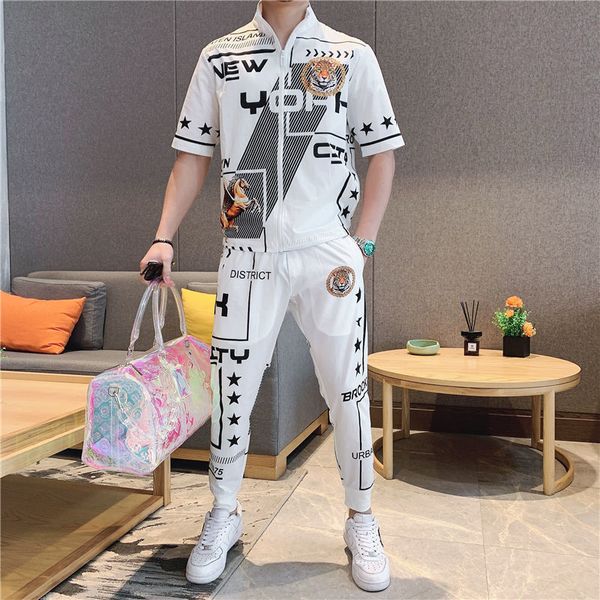 

men's tracksuits summer korean men's fashion leisure sports op7s, Gray