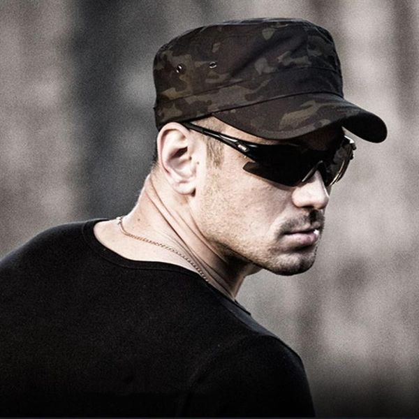 

outdoor hats camouflage tactical baseball cap flat army fans combat training military hat breathable climbing hiking sports, Black;white