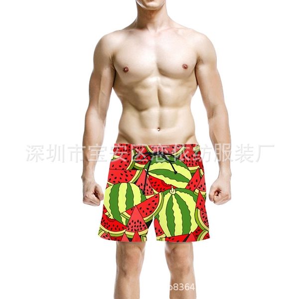 

2019 men's beach pants summer printed beach sports shorts large, White;black