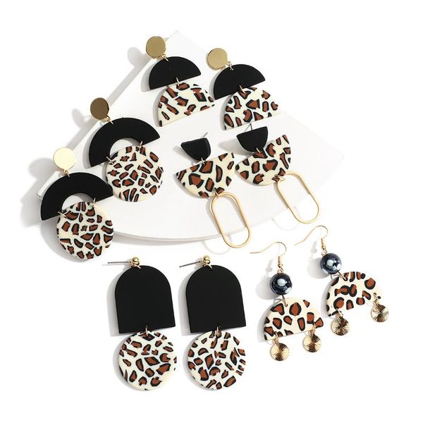

dangle & chandelier aensoa trendy statement geometric leopard clay earrings for women 2021 multiple long pendant jewelry, Silver