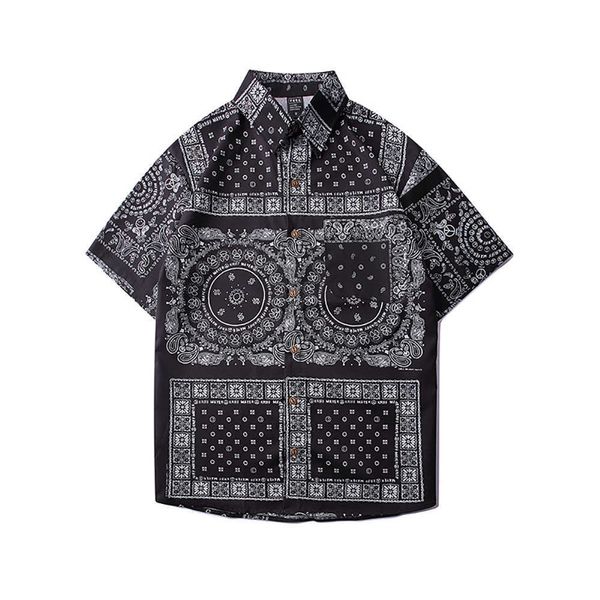 Bandana Homens Camiseta Paisley Impresso Boys Manga Curta Top Hawaiian Beach Solta S Moda Verão Masculino Roupas 210608