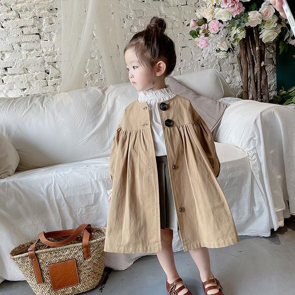 

jackets girls' autumn clothing long british children's windbreaker jacket baby foreign style spring and, Blue;gray