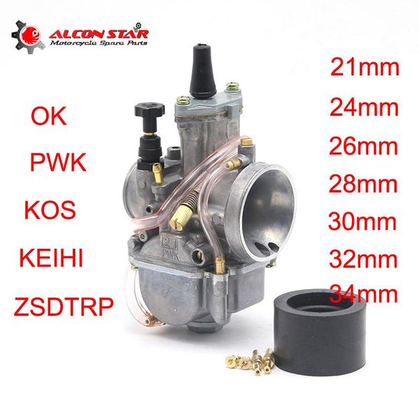 

alconstar pwk 21mm 24mm 26mm 28mm 30mm 32mm 34mm for 2t 4t moto racing carburetor koso oko keihi with power jet motorcycle fuel system